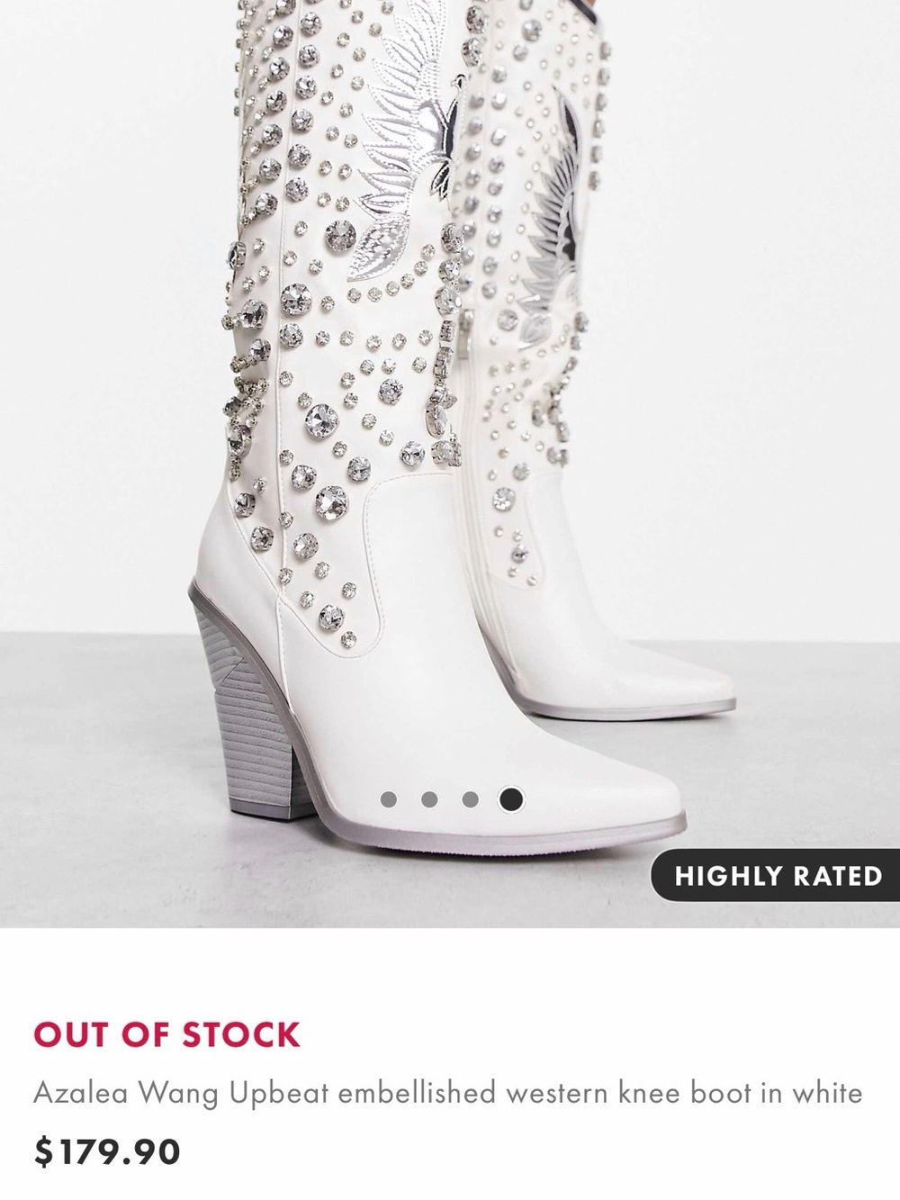 Azalea Wang White Embellished Over-the-Knee Western Boots